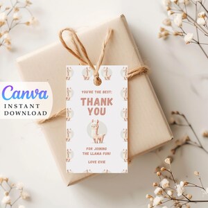 Thank You Tags Llama party favors Llama Kids Birthday party ideas Editable template Instant Download