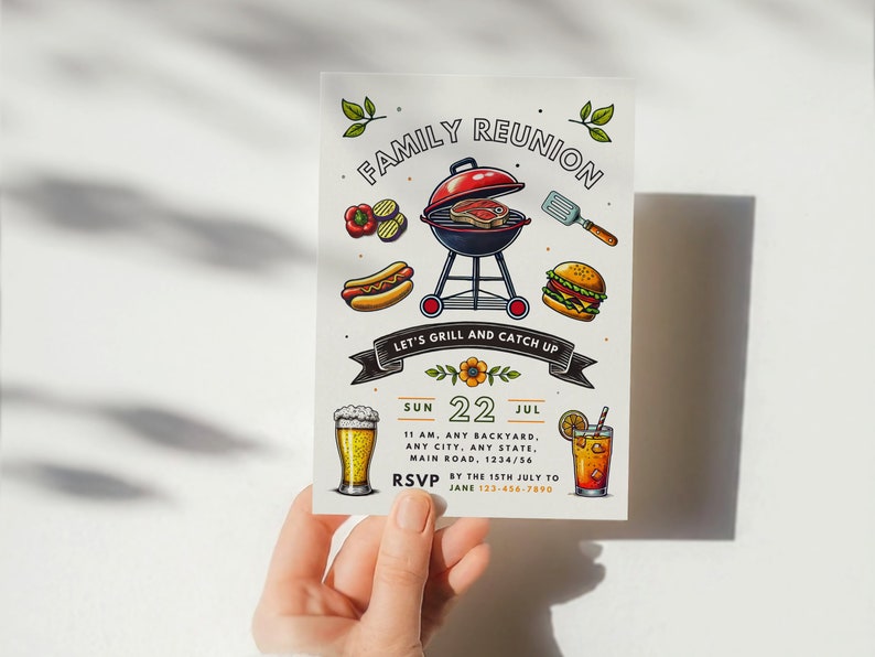 Reunion Invitation Family Gathering Bbq Party Invite Summer Picnic Digital Invite Backyard Party Editable Invitation Template