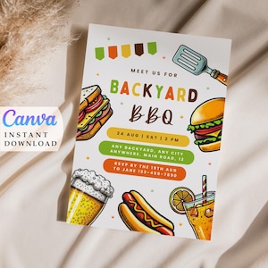 Backyard Bbq Invite Barbeque Invitation Template Bbq Birthday Party Instant Download Grill And Chill Outdoor celebration Cookout Invitation
