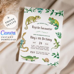 Reptile Birthday Snake Party Invite Digital Invites Instant Download Girls Boy Reptile Party Editable Invitation Instant Download