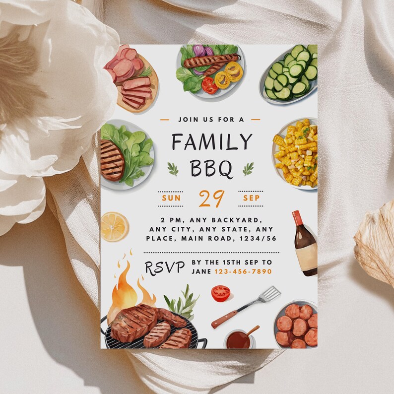 Family Bbq Invite Family Cookout Invitation Editable Template Summer Picnic Invite Printable Invitation