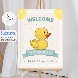 Duck 1st Birthday Welcome Sign: Editable Template (Digital Download)