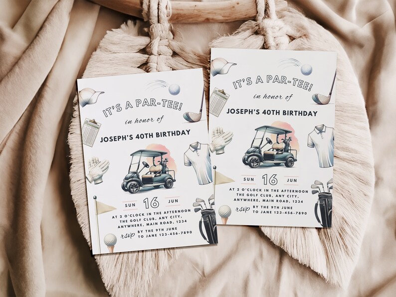 Golf 40Th Birthday 30Th 40Th 50Th 60Th Birthday Invites For Men Golf Party Invite Printable Invitation Template Instant Download