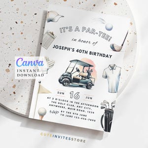 Golf Birthday Invitation Template: Printable Party Invite (Instant Download)