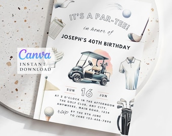 Golf Birthday Invite 30Th 40Th 50Th 60Th: Printable Invitation Template (Instant Download)