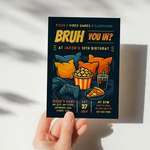 Video Game Slumber Party Invitation: Printable Boy Birthday Invite (5x7 inch Canva Template)