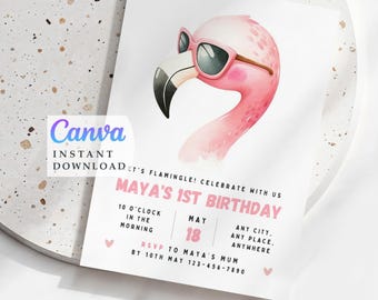 Pink Flamingo Birthday Invitation: Let's Flamingle, Editable (Digital Download)