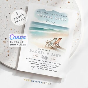Moving Away Party Invitation: Beach Theme, Printable Template (Digital Download)