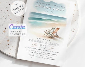Moving Away Party Invitation: Beach Theme, Printable Template (Digital Download)
