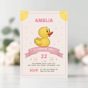 Rubber Ducky girl 1st birthday idea - Editable Invitation (Digital Download)