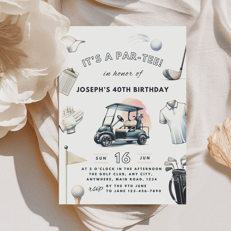 Golf 40Th Birthday 30Th 40Th 50Th 60Th Birthday Invites For Men Golf Party Invite Printable Invitation Template Instant Download