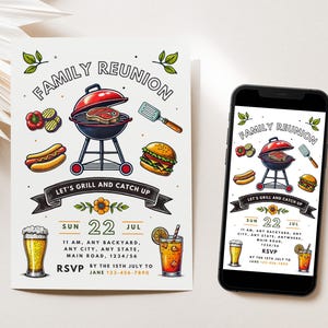 Family Reunion BBQ Invitation: Editable Picnic Party Invite (Digital)