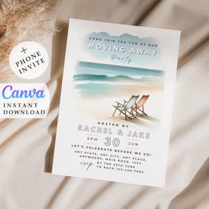 Moving Away Party Invitation: Beach Theme, Printable Template (Digital Download)