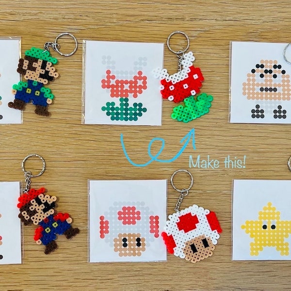 Mario Melty Bead DIY Key chain keyring kit party favour birthday kids activity gift Christmas stocking fillers boys girls craft