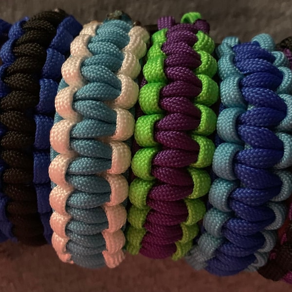 Custom Handmade 2 Color Paracord Bracelet - Cobra Weave Parachute Cord - Choose Your Colors!