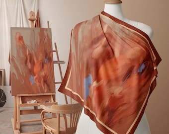 Custom Silk Scarf from Artworks | Pure Mulberry Silk Scarves from Your Paintings & Drawings | Personalized Gift for Artists