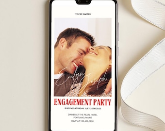 Digital Engagement Party Invitation Template, Engagement Party Invite, Instant Download, Engagement Evite, Electronic Text Invite