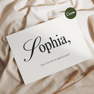 Bridesmaid Proposal Card Template, Maid of Honor Proposal Card, Editable Bridesmaid Card, Will you be my bridesmaid card, Minimalist Modern