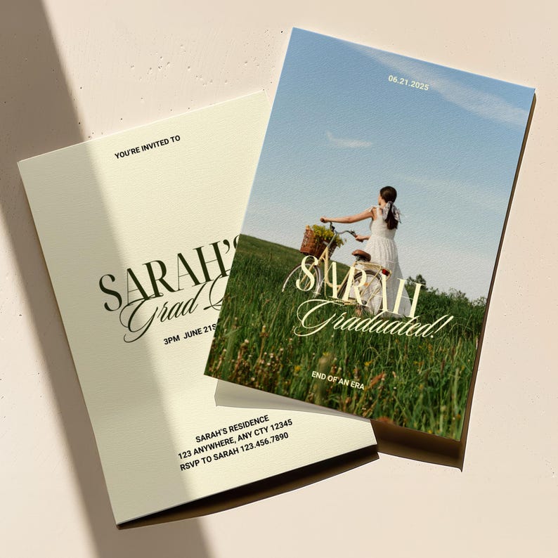 Graduation Rivan No Rideng Modern Graduation Invitation, Editable Graduation Party Invitation ...