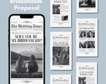 Newspaper Bridesmaid Proposal, Digital Bridesmaid Invitation, Bridesmaid Proposal, Maid of Honor Proposal, Will You Be My Bridesmaid