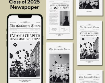 Class of 2025 Newspaper Announcement, Digital Class of 2025 Invitation template, Grad Party Invite, Graduation Invitation, Grad Announcement