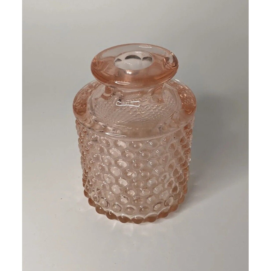 Vintage Pink Depression Glass Hobnail Perfume Bottle 4.5 No Stopper