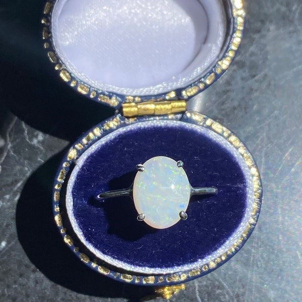 Australian Opal Ring, Opal Ring, Sterling Silver Opal Ring, Oval Opal, Opal Engagement Ring, October Birthstone, Birthstone Ring, Opal