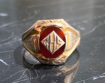Vintage Class Ring, Antique Class Ring, Class Ring, 1920 Class Ring, Vintage Carnelian Ring, Vintage Signet Ring, Antique Signet Ring,
