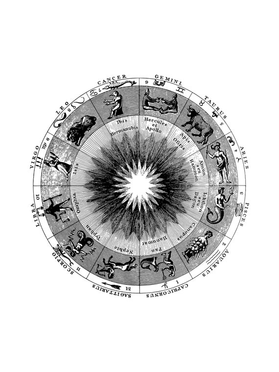 Zodiac Wheel Wall Art Modern Minimalistic Living Room Wall Etsy