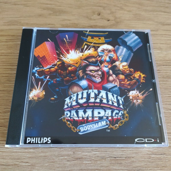 Philips CD-I Mutant Rampage Bodyslam repro replacement case and Philips CDI disc