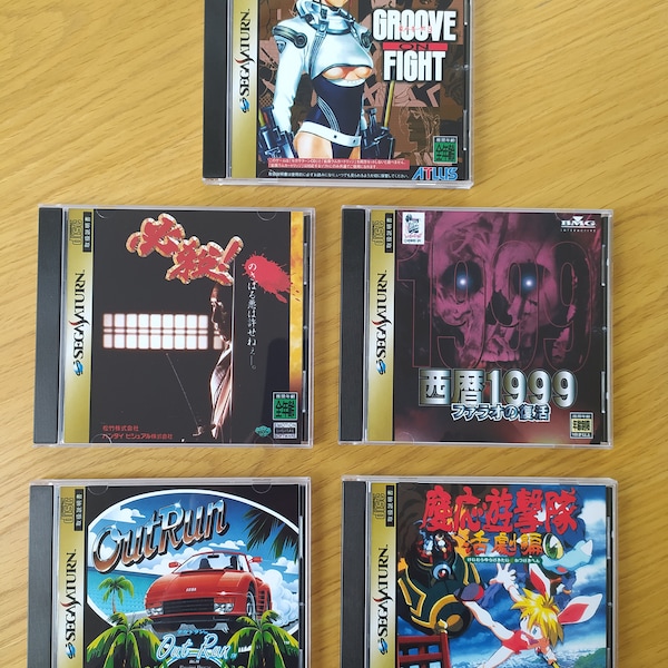 Sega Saturn NTSC-J Boitiers de remplacement et disques Outrun Keio Flying Squadron 2 Groove on Fight Hissatsu! 1999 Powerslave Exhumed