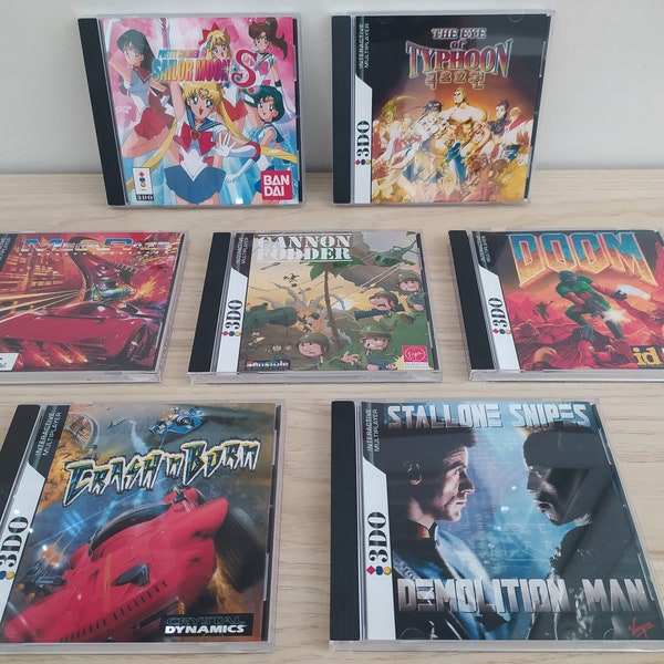 3DO Boitiers de remplacement et disques Panasonic Doom Demolition Man Crash n' Burn Megarace Sailor Moon Cannon Fodder Repro