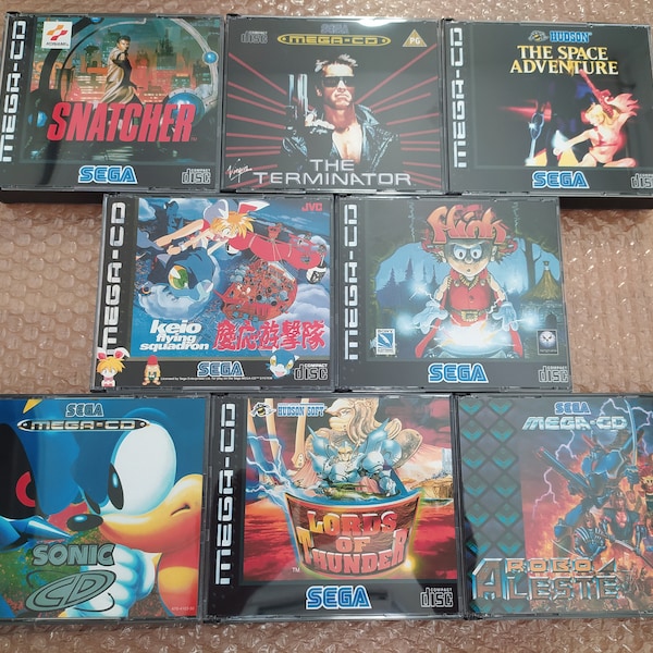 Sega Mega-CD Pal Euro - Boîtiers et disques de remplacement pour Sonic CD, Terminator, Snatcher, Robo Aleste et plus - Mega CD