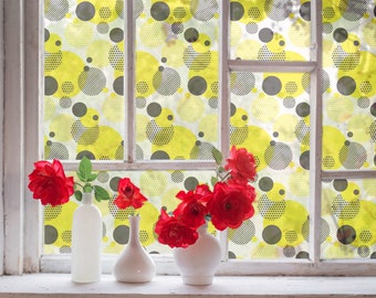Yellow Circles Decorative Window Film, Privacy Frosted Glass
