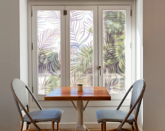 Purple Leaf Privacy Window Film, Decorative Bathroom Stickers