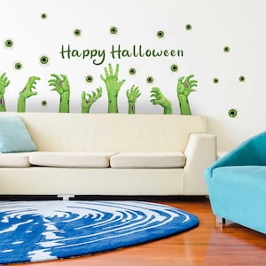Decorazioni murali di Halloween, adesivi spaventosi per finestre, confezioni multiple di fantasmi, Frankenstein, occhi spaventosi, rimovibili, artigli, per bar, vetrine