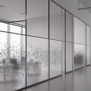 Frosted Privacy Window Film Modern Pixel Square Glass Sticker, Matte Decorative