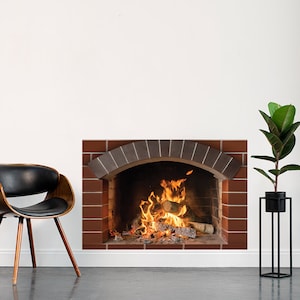Fireplace Wall sticker, Decorative fireplace on the wall, fire on the wall, fireplace vinyl sticker, Wallpaper Mural, photo wallpapers