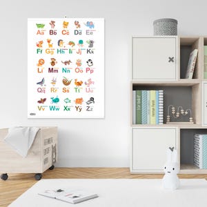 A–Z Tier Alphabet Chart - Hängendes Vinylposter für Kinder beim Lernen, Klassenzimmer oder Spielzimmer