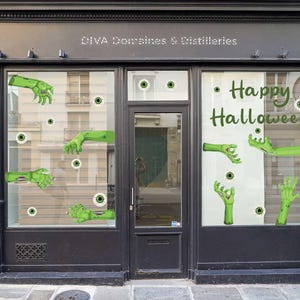 Adesivo spettrale di Halloween, adesivo spaventoso, confezione multipla di fantasmi, Frankenstein, occhi spaventosi, rimovibili, artigli, per bar, vetrine e pareti