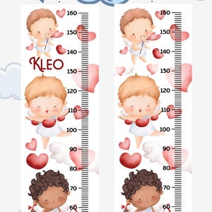 Mètre de mesure de la taille d'enfant pour mur, personnalisé, avec le nom de l'enfant, mètre de croissance avec des anges | Règle de hauteur de mur pour chambre d'enfant
