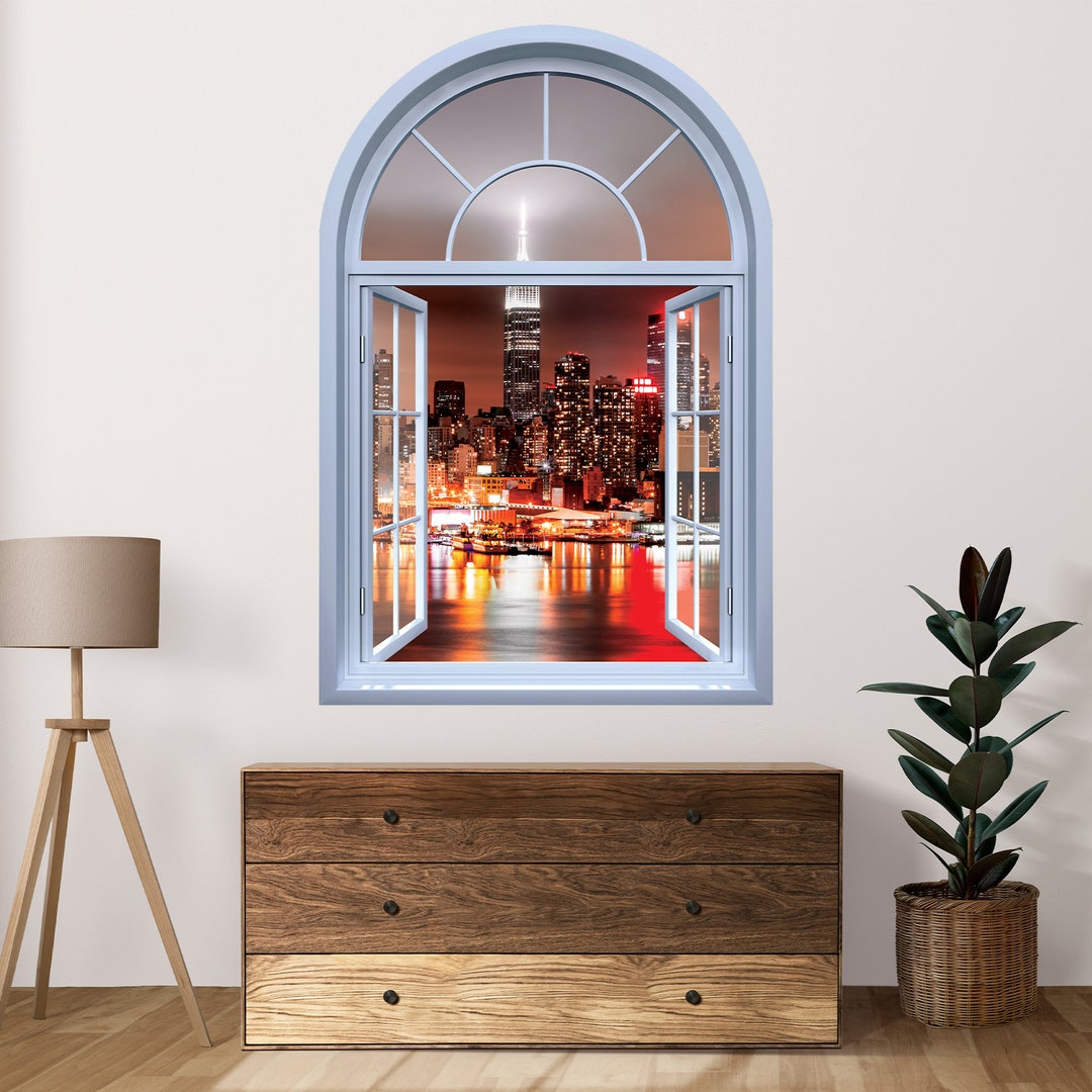 New York City View 3D Window Wall Decal: Peel & Stick Sticker - Etsy