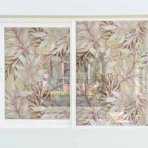 Decorative Window Film, Floral Window Stickers, Privacy Bathroom Film, Matte Glass Film, Leaf Window Film for Home and Office
