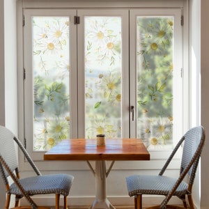 Privacy floral Window Film, Daisies Window Stickers, Decorative Bathroom Film, Matte Glass Film, Flowers Window Film for Home and Office