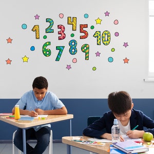 Pegatinas de números para pared, habitación infantil, guardería, escuela primaria, aula, numeración multicolor, enseñar a contar,