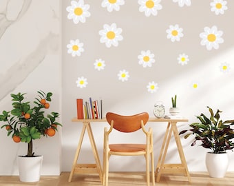 Daisy Wall Stickers: White Floral Nursery Decor