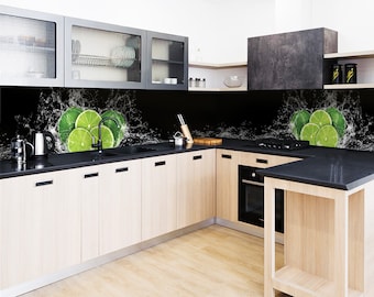 Lime Kitchen Backsplash Panel: Black Vinyl Wall Decal