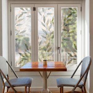 Decorative Window Film, Floral Window Stickers, Privacy Bathroom Film, Matte Glass Film, Leaf Window Film for Home and Office