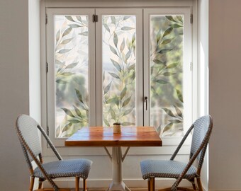 Decorative Window Film, Floral Window Stickers, Privacy Bathroom Film, Matte Glass Film, Leaf Window Film for Home and Office