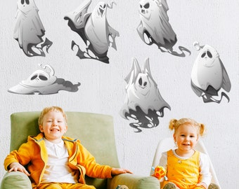 Calcomanías de vinilo de fantasmas, pegatinas de pared de Halloween